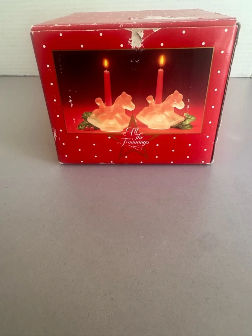 Vintage Rocking Horse Candle Holders Set with Candles